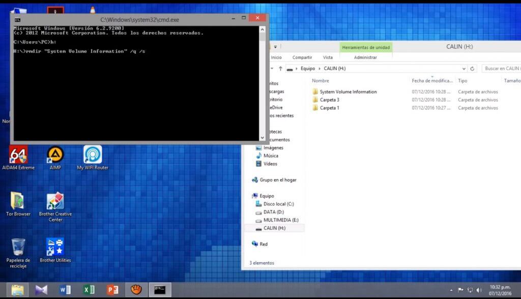 eliminar system volume information con cmd