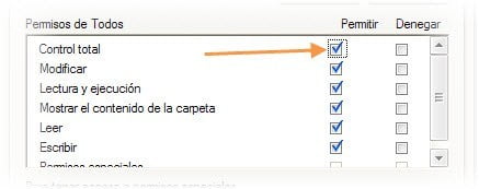 permisos control total