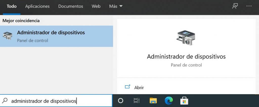 buscar administrador de dispositivos