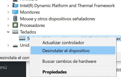 desinstalar dispositivo