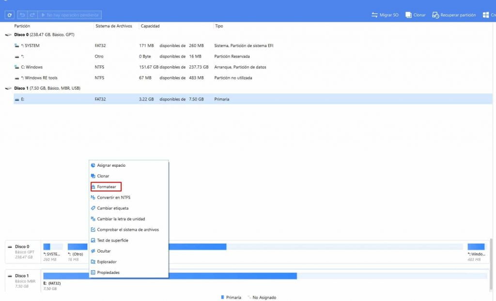 formatear partición Easeus