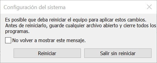 reiniciar para aplicar cambios
