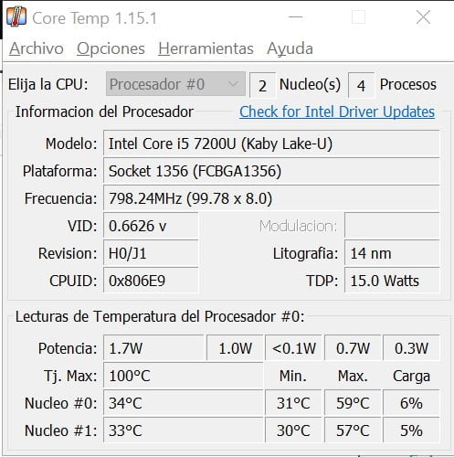 Core temp en español