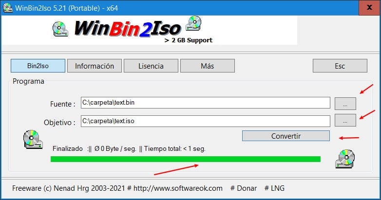 convertir bin a iso