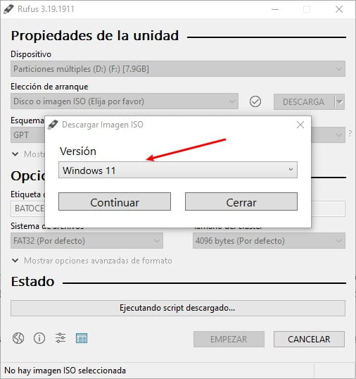 seleccion de iso de windows a descargar