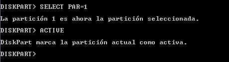 seleccionar y activar partición
