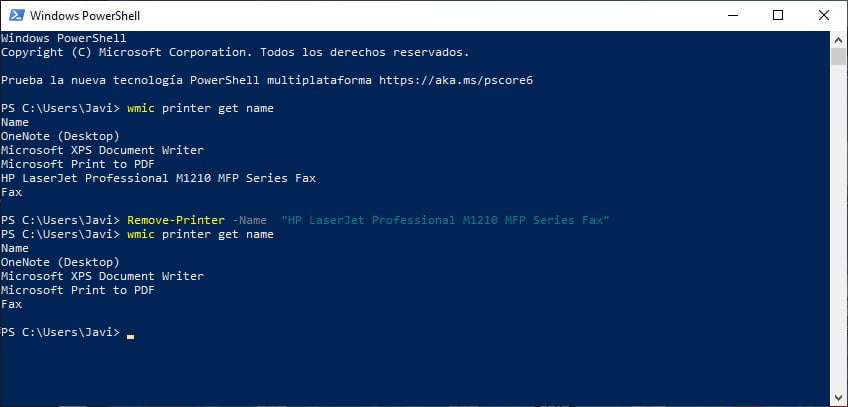 Eliminar improsora por powershell
