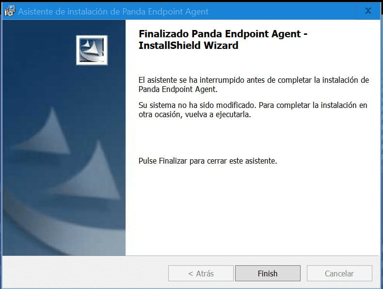 el asistente se ha interrumpido antes de completar la instalación al instalar Panda