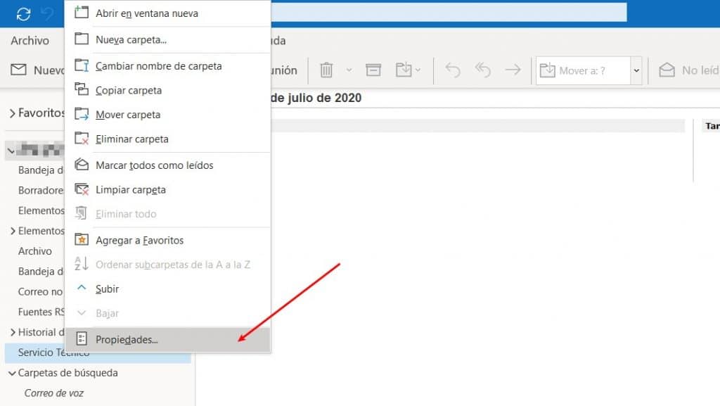propiedades de carpeta outlook