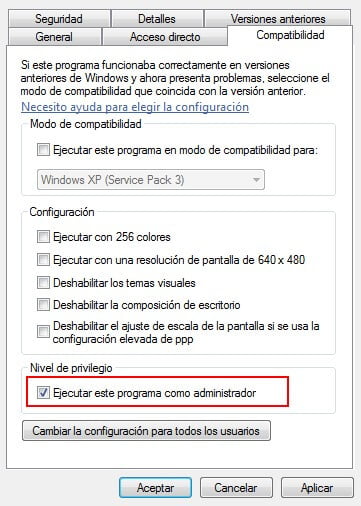 ejecutar aplicación modo administrador