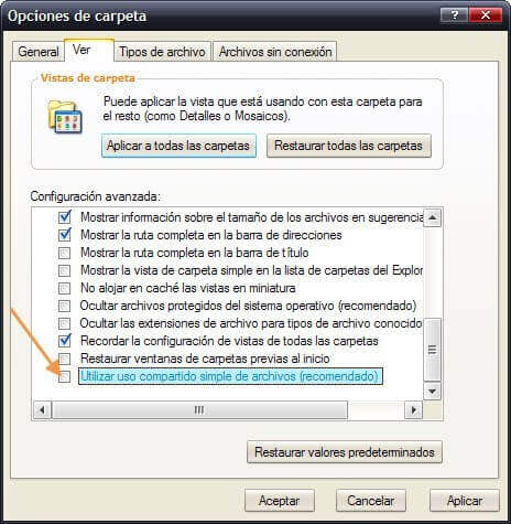 utilizar uso compartido simple