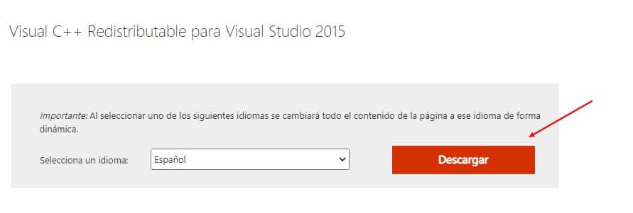 Descargar Microsoft-Visual C++ redistributable 2015