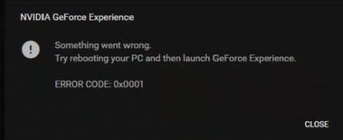 Solucionar el error 0x0001 de NVIDIA GeForce Experience