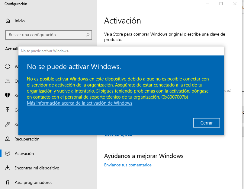 No se puede activar Windows
