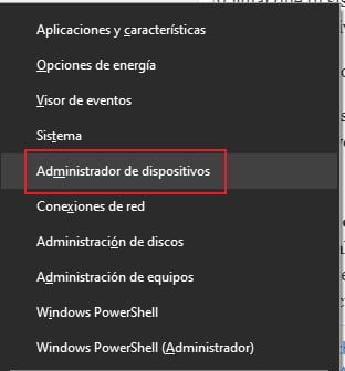 abrir administrador de dispositivos