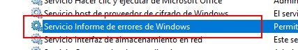 servicio de informe de errores de windows