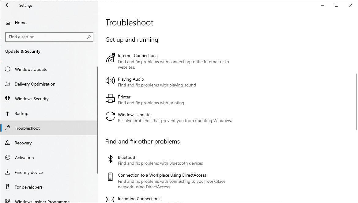 troubleshoot