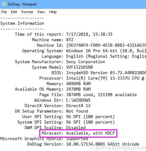 Miracast disponible