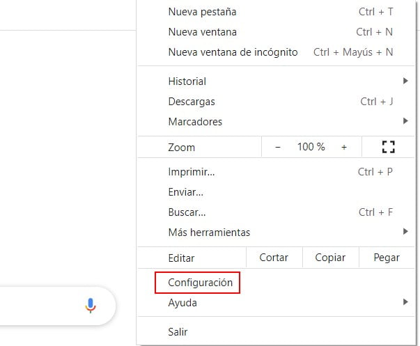 configuración chrome