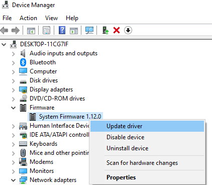  Actualizar firmware del sistema 