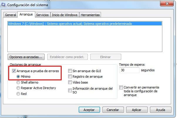 arrancar a prueba de errores sin f8