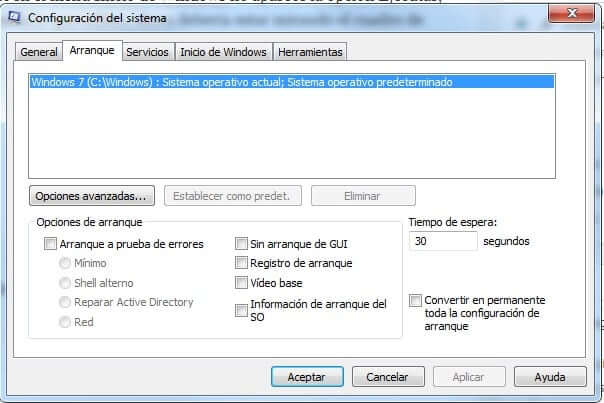 configuración del sistema 