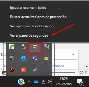 abrir el panel de seguridad