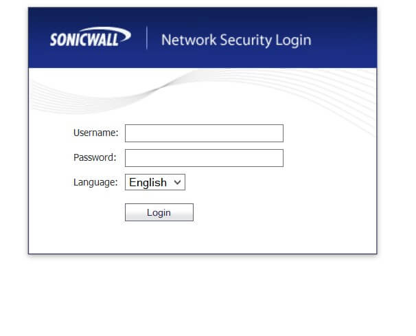 pantalla de login de sonicwall