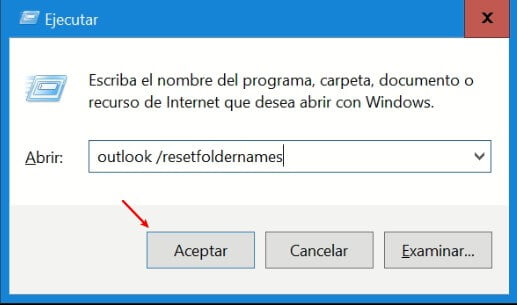 outlook reset folder names