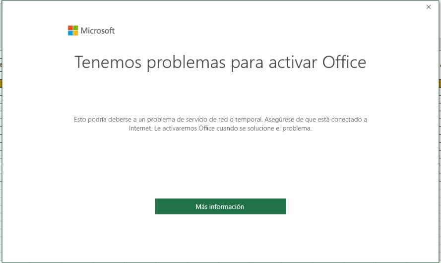 tenemos problema al activar Office