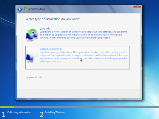 How to choose installation type