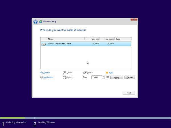 choosing the size of new partition