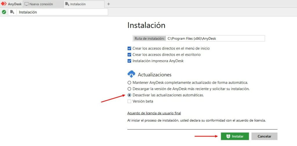 panel instalación
