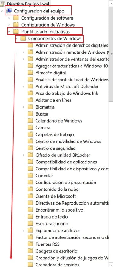 buscar windows update directivas grupo