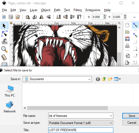 captura de pantalla del software Inkscape