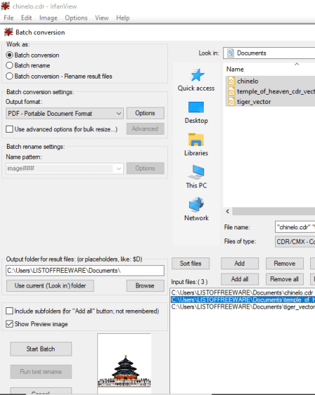 captura de pantalla del software IrfanView