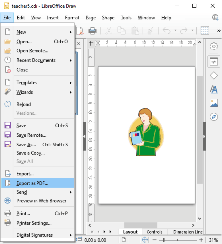 captura de pantalla del software LibreOffice Draw