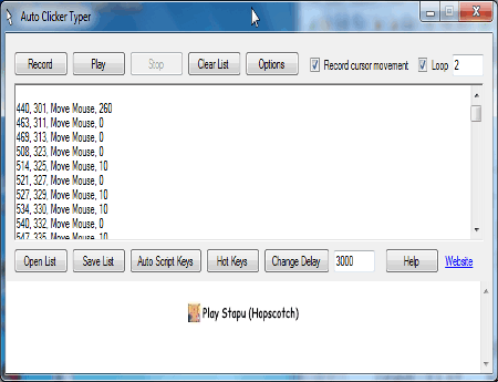 Captura del programa Auto Clicker Typer