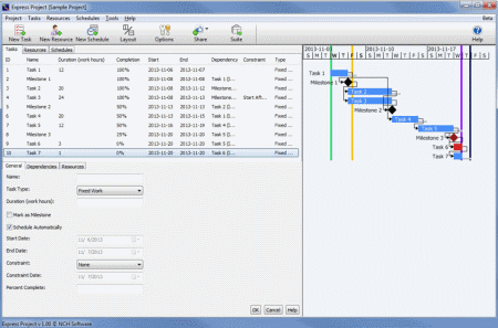 Captura de pantalla de Express Project mostrando su interfaz.