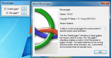 Captura del programa MouseJiggler