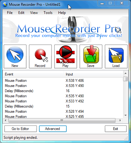 Captura del programa Mouse Recorder Pro