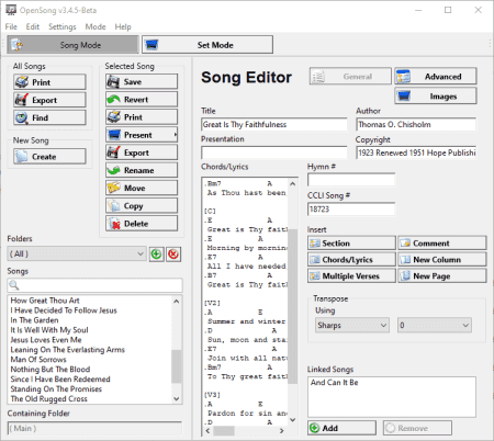 Interfaz de OpenSong