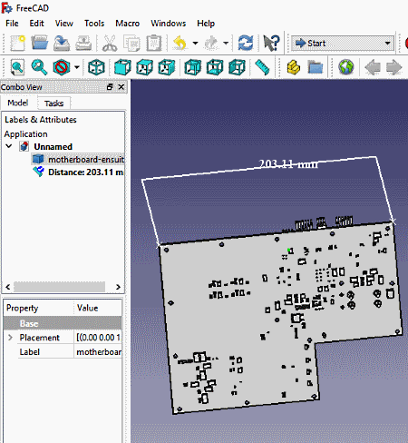 FreeCAD con herramientas de medición