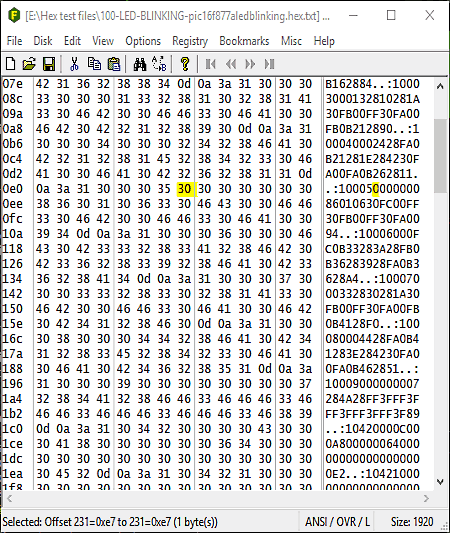 Frhed, lector de hexadecimal