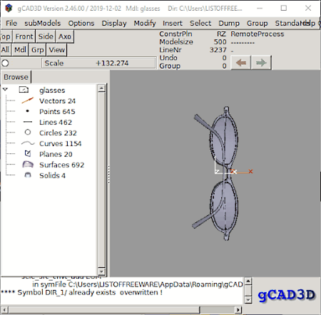gCAD3D, visor de archivos STEP gratuito y de código abierto