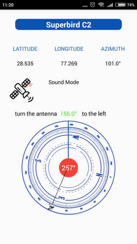 Captura de pantalla de la aplicación Area and Satellite Finder de rzftech