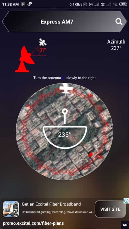 Captura de pantalla de la aplicación Satellite Finder Pro (Dishpointer)